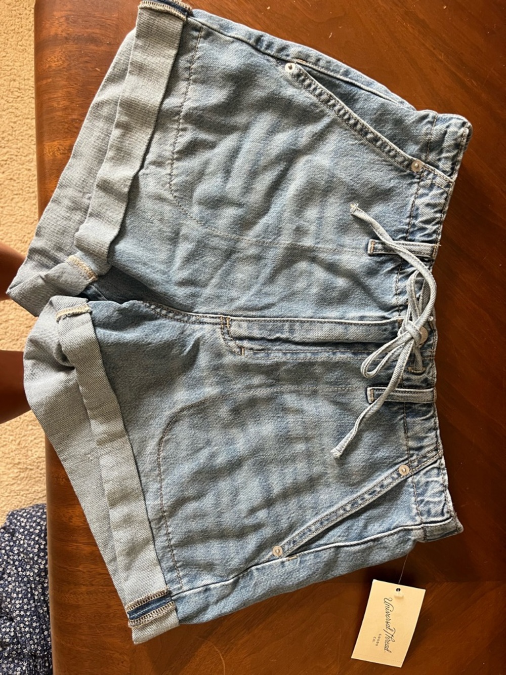 NWT Universal ThreadLight Wash Denim Drawstring Shorts size 10